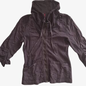 XCVI Wearables jacket S Zip Up Vented Cotton Spandex Stretch pockets purple